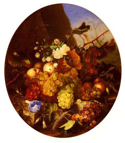 Painting Code#3331-Dietrich, Adelheid(USA): Still Life Of Fruit And Flowers