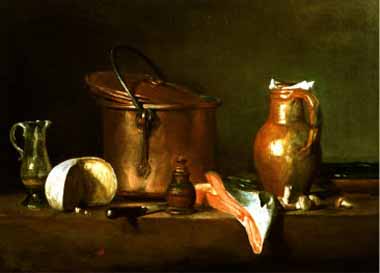 Painting Code#3548-Chardin, Jean-Baptiste-Simeon - Still-Life With Copper Pot