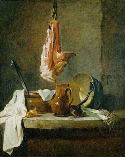 Painting Code#3584-Chardin, Jean-Baptiste-Simeon: Still Life with a Rib of Beef
