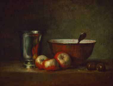 Painting Code#3586-Chardin, Jean-Baptiste-Simeon: The Silver Goblet
