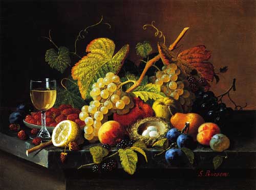 Painting Code#3640-Severin Roesen - Still Life with Fruit 