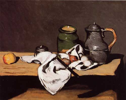 Painting Code#3718-Cezanne, Paul - Still Life with Green Pot and Pewter Jug