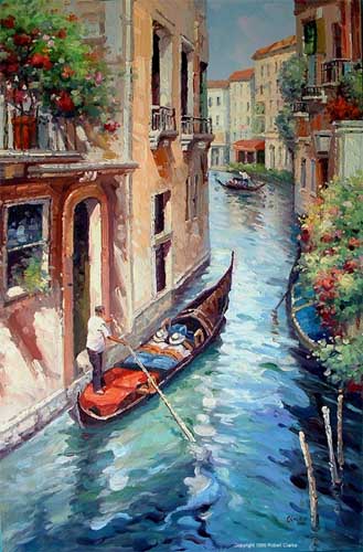 Painting Code#40344-Robert Clarke: Venice Canal with Gondola    
