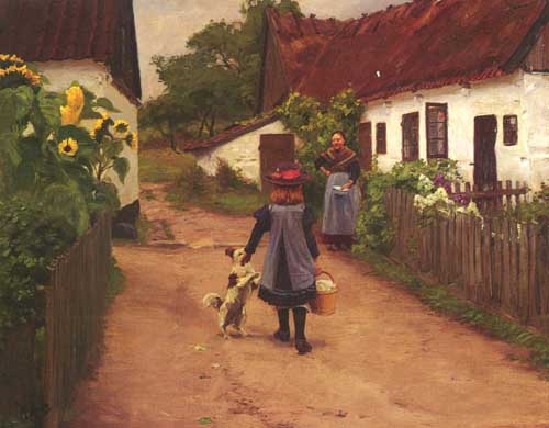 Painting Code#40347-Brendekilde, Hans Anderson: Visiting Grandmother