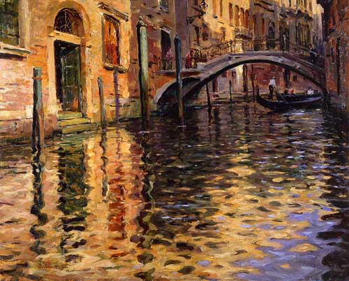 Painting Code#40437-Knight, Louis Aston(USA): Pont del Angelo, Venice
