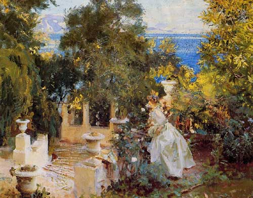 Painting Code#40460-Sargent, John Singer(USA): A Garden in Corfu
