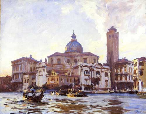 Painting Code#40465-Sargent, John Singer(USA): Palazzo Labia and San Geremia Venice 