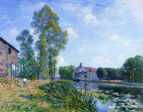 Painting Code#40474-Sisley, Alfred - The Loing at Moret in Summer
