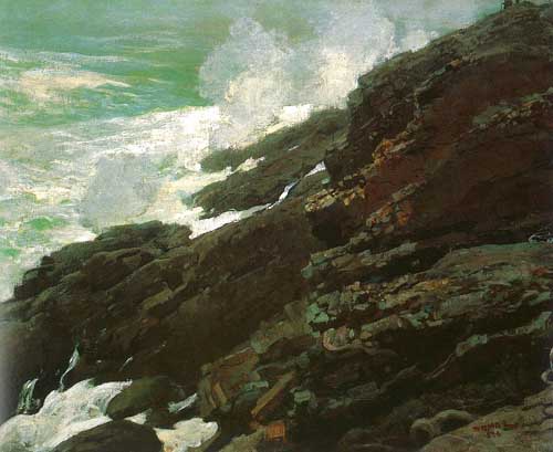 Painting Code#40584-Homer, Winslow(USA): High Cliff, Coast of Maine