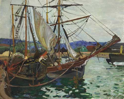 Painting Code#40805-RICHARD HAYLEY LEVER(USA):  Fishing Boats, Gloucester