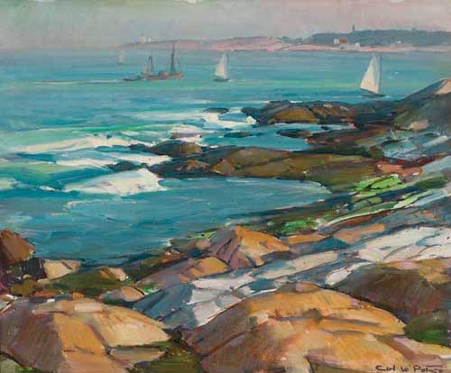 Painting Code#40831-CARL WILLIAM PETERS(USA): Rocks &amp; Sea 