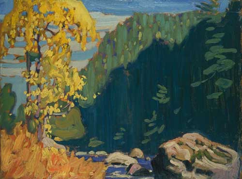 Painting Code#40951-Lawren Harris(Canadian, 1885-1970): On the Agawa River, Algoma