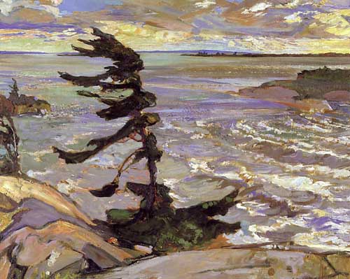Painting Code#40965-Frederick H Varley(Canadian, 1881-1969): Stormy Weather Georgian Bay