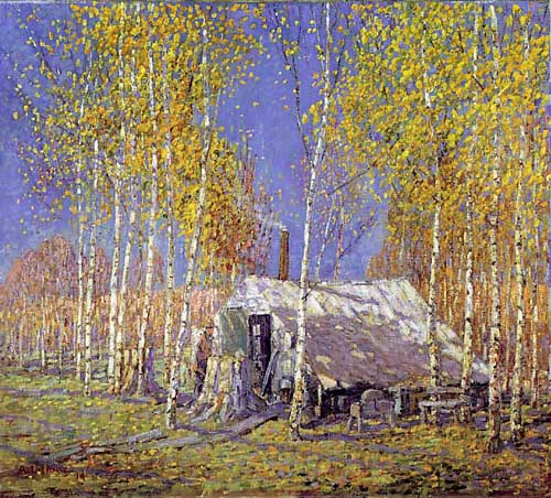 Painting Code#40990-Lismer, Arthur(Canadian, 1885-1969): The Guide&#039;s Home, Algonquin