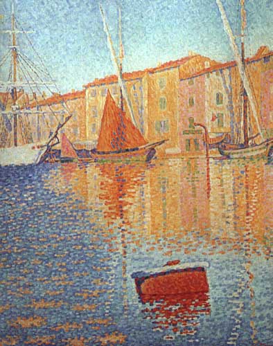 Painting Code#41039-Paul Signac - Red Buoy ( Harbour at Saint Tropez)
