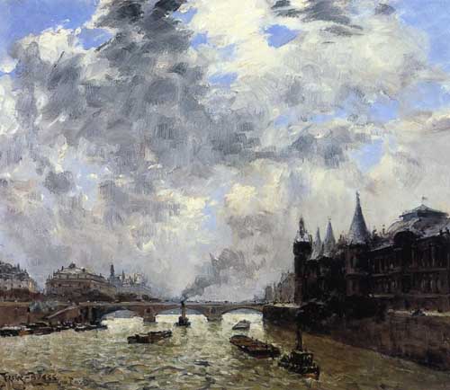 Painting Code#41174-Frank Myers Boggs - The Seine at Paris