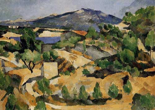 Painting Code#41258-Cezanne, Paul - Houses in Provence - Mountains in Provence (near L&#039;Estaque)