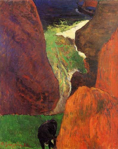 Painting Code#41268-Gauguin, Paul - Seascape with Cow on the Edge of a Cliff