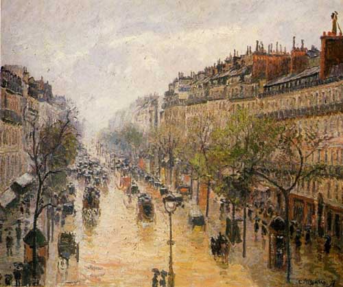 Painting Code#41288-Pissarro, Camille - Boulevard Montmartre, Spring Rain