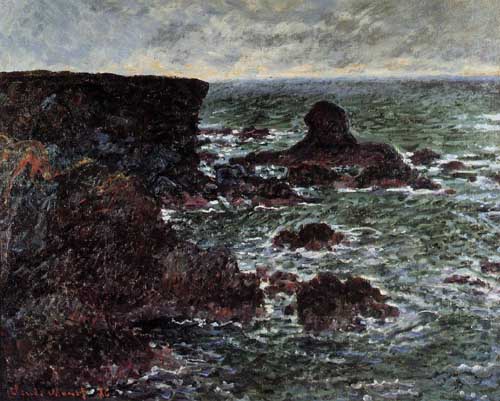 Painting Code#41419-Monet, Claude Rocky Coast and the Lion Rock, Belle-Ile