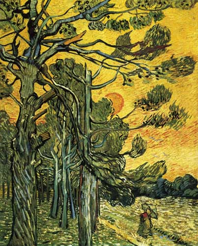 Painting Code#41583-Vincent Van Gogh - Pine Trees against an Evening Sky (Weatherbeaten Pine Trees)
