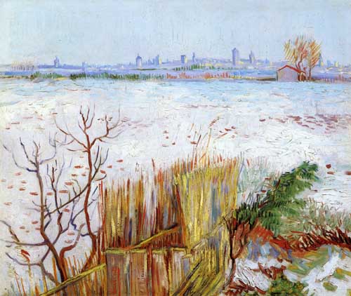 Painting Code#41588-Vincent Van Gogh - Snowy Landscape with Arles in the Background