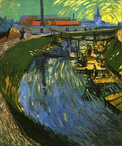 Painting Code#41610-Vincent Van Gogh - The Roubine du Roi Canal with Washerwomen