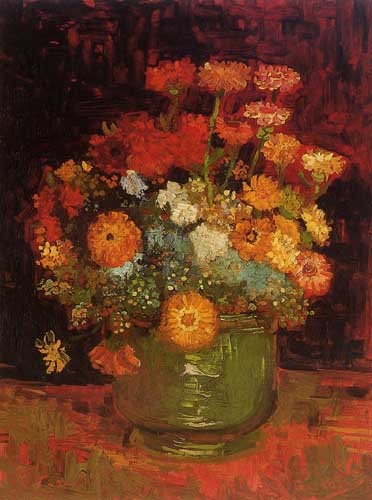 Painting Code#41623-Vincent Van Gogh - Vase with Zinnias