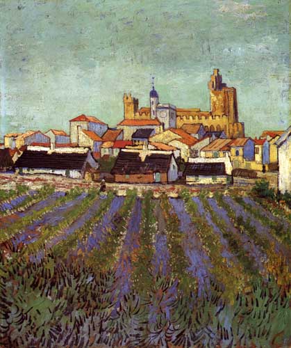 Painting Code#41632-Vincent Van Gogh - View of Saintes-Maries