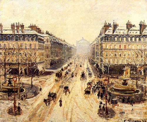 Painting Code#41661-Pissarro, Camille - Avenue de l&#039;Opera, Snow Effect
