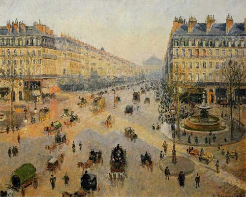 Painting Code#41662-Pissarro, Camille - Avenue de l&#039;Opera, Sunshine Winter Morning