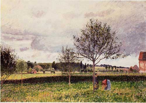 Painting Code#41693-Pissarro, Camille - Eragny Landscape, Le Pre