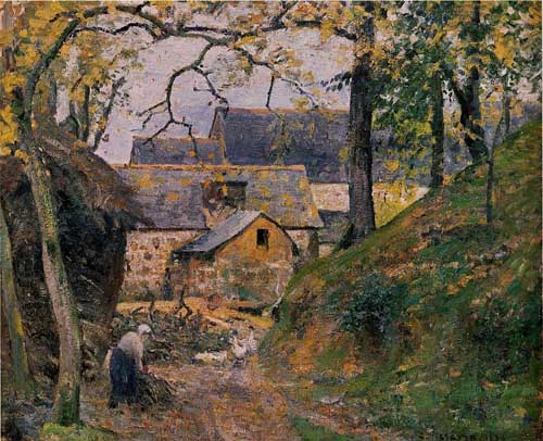 Painting Code#41695-Pissarro, Camille - Farm at Montfoucault