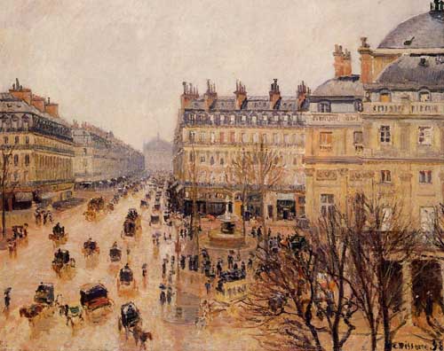 Painting Code#41785-Pissarro, Camille - Place du Theatre Francais, Rain Effect
