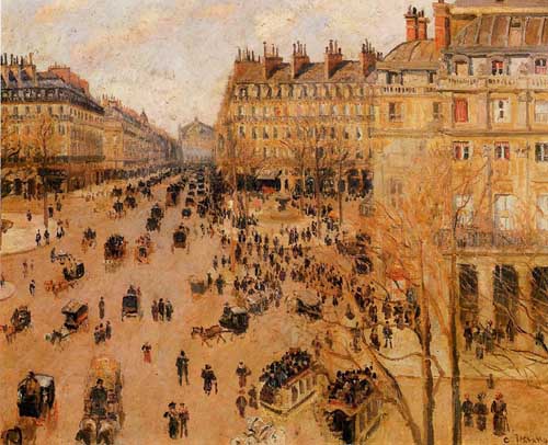Painting Code#41787-Pissarro, Camille - Place du Thretre Francais, Sun Effect