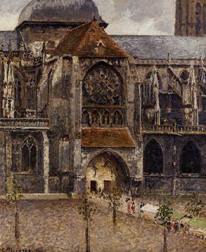 Painting Code#41795-Pissarro, Camille - Portal from the Abbey Church of Saint-laurent
