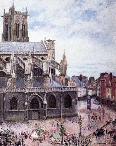Painting Code#41864-Pissarro, Camille - The Church of Saint-Jacues, Dieppe, Rainy Weather