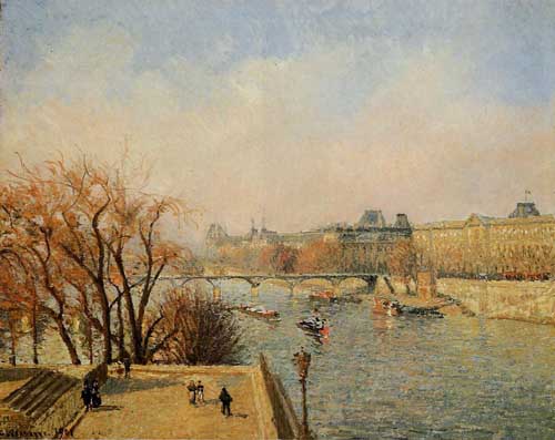 Painting Code#41911-Pissarro, Camille - The Louvre, Morning, Sun