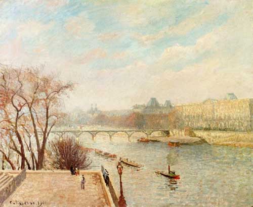 Painting Code#41913-Pissarro, Camille - The Louvre, Winter Sunlight, Morning, 2nd Version