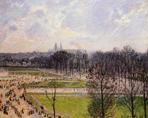 Painting Code#41967-Pissarro, Camille - The Tuileries Gardens, Winter Afternoon