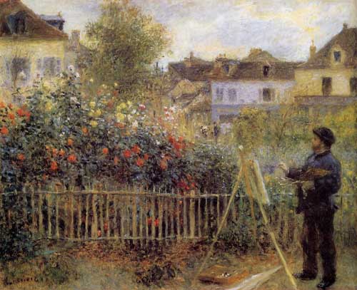 Painting Code#42021-Renoir, Pierre-Auguste - Claude Monet Painting in His Garden at Argenteuil