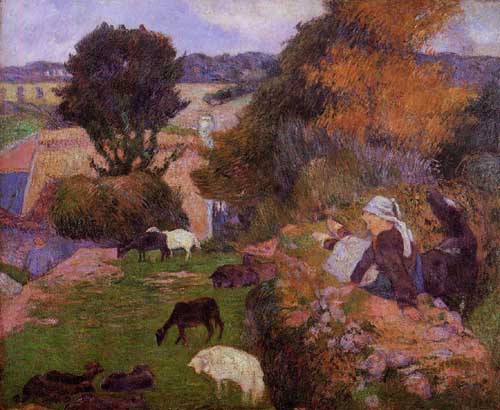 Painting Code#42109-Gauguin, Paul - Breton Shepherdess