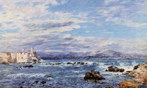 Painting Code#42278-Eugene-Louis Boudin - A Gusty Northwest Wind at Antibes