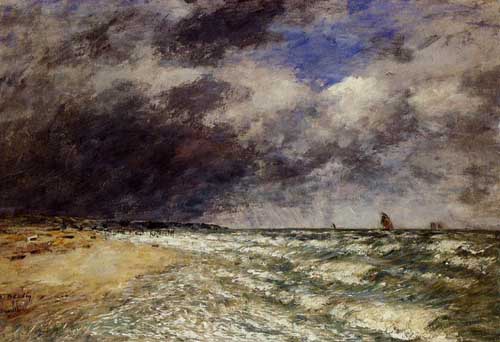 Painting Code#42279-Eugene-Louis Boudin - A Squall from Northwest