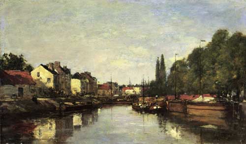 Painting Code#42282-Eugene-Louis Boudin - Brussels, the Louvain Canal
