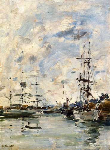 Painting Code#42290-Eugene-Louis Boudin - Deauville, the Harbor