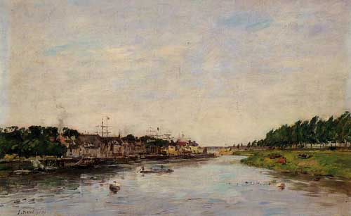 Painting Code#42294-Eugene-Louis Boudin - Entrance to the Port of Saint-Valery-sur-Somme