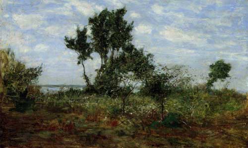 Painting Code#42311-Eugene-Louis Boudin - Landscape, near Honflrue