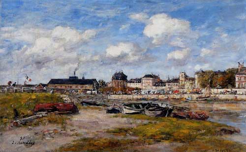 Painting Code#42340-Eugene-Louis Boudin - The Port of Trouville, Low Tide