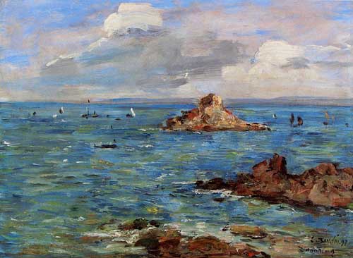 Painting Code#42341-Eugene-Louis Boudin - The Sea at Douarnenez